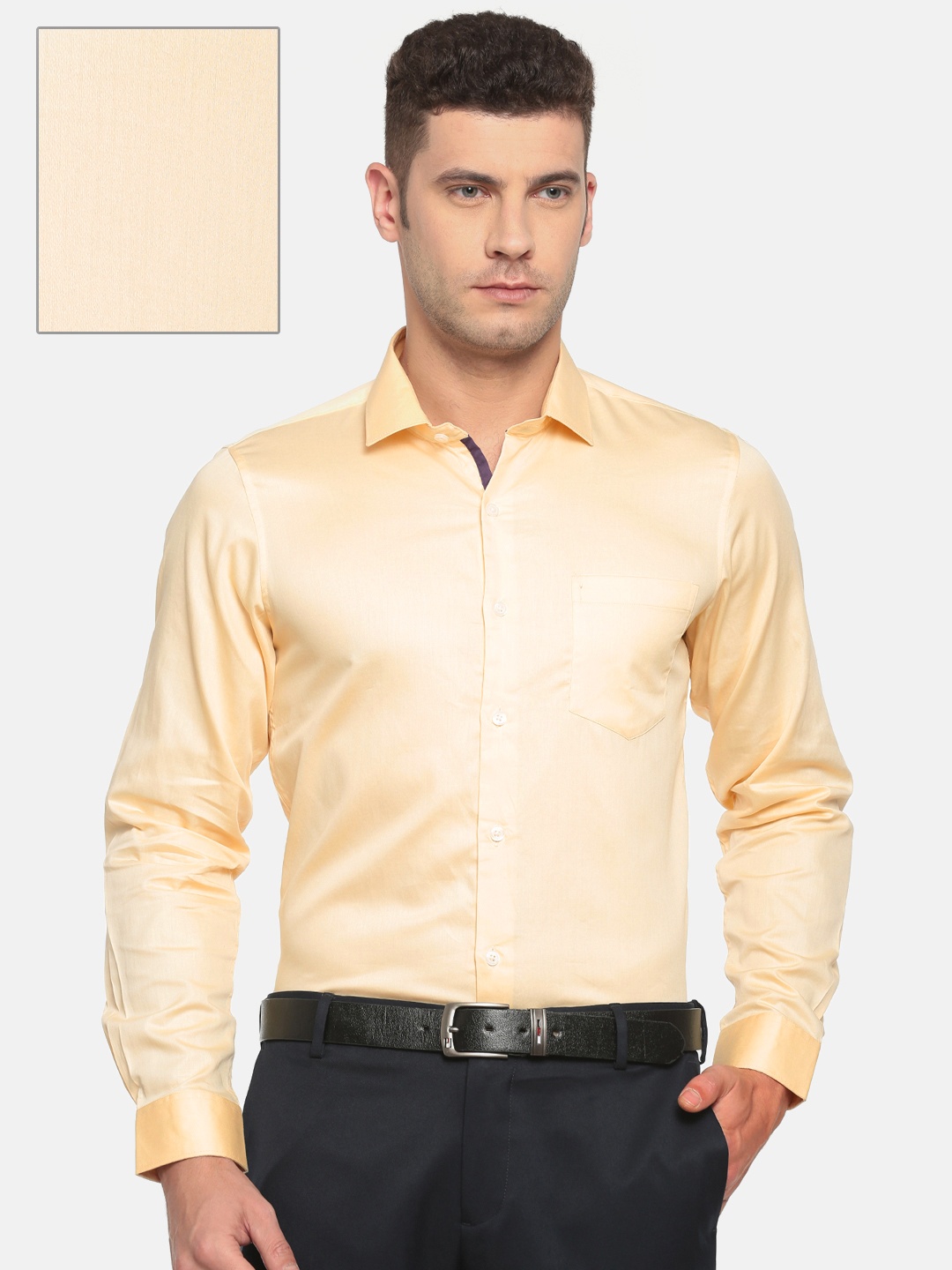 

Excalibur Men Cream-Coloured Slim Fit Solid Formal Shirt