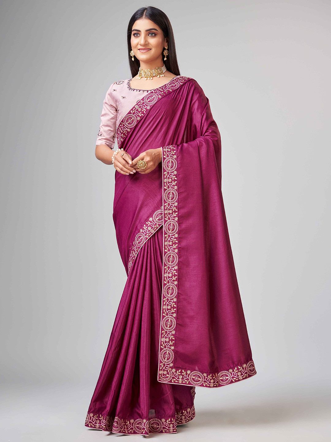 

Linza Floral Embroidered Ilkal Saree, Purple