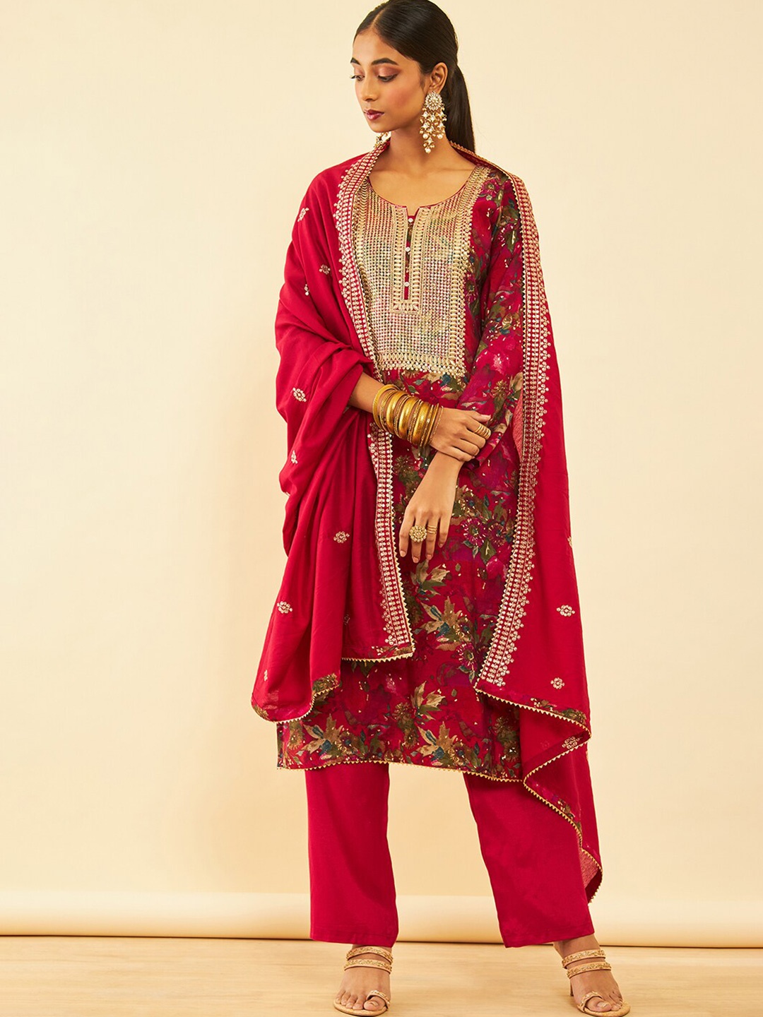 

Soch Ethnic Motifs Embroidered Sequined Unstitched Dress Material, Magenta