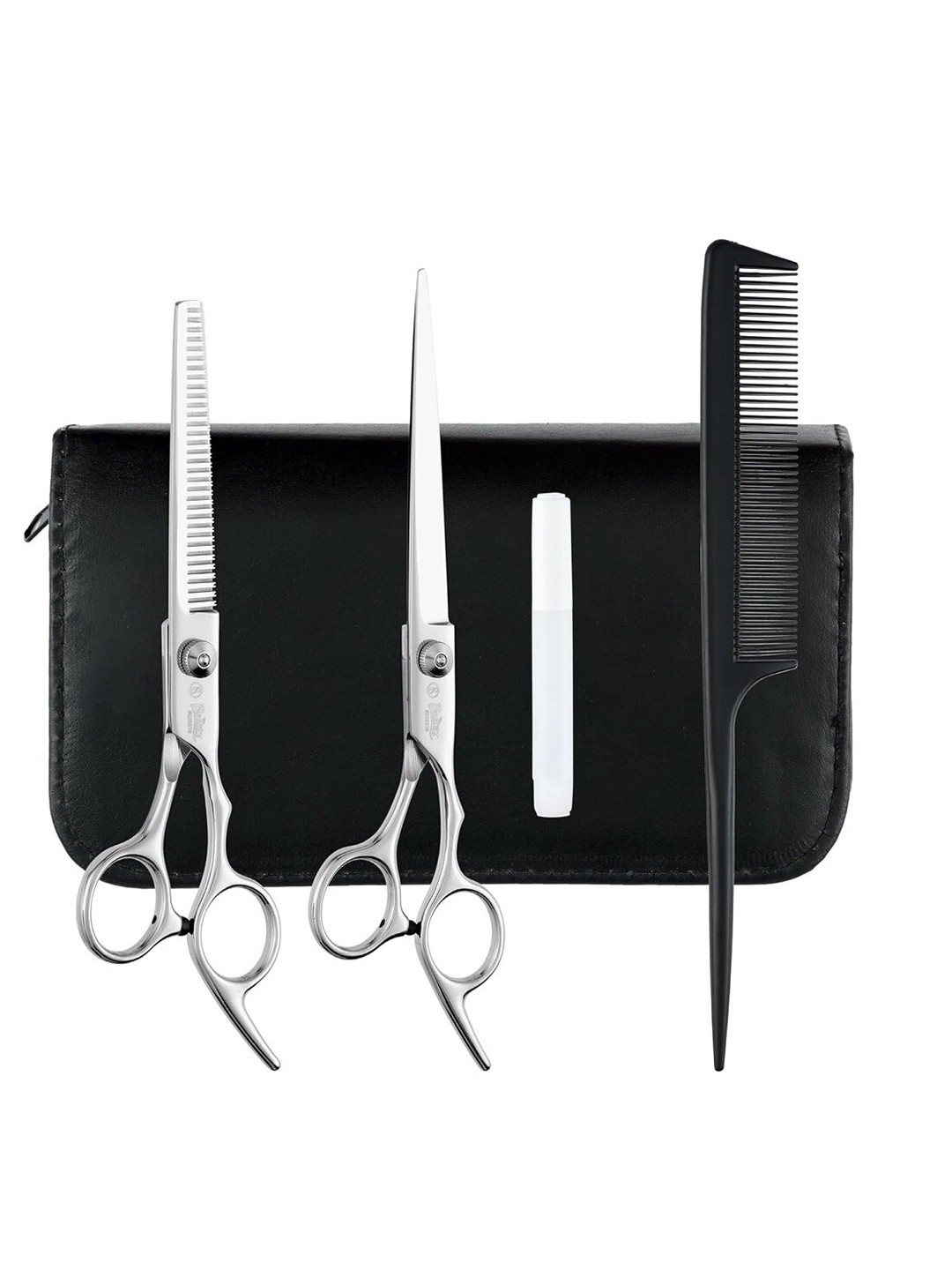 

Beaute Secrets 3Pcs Straight Scissor, Thinning Scissor & Comb, Silver