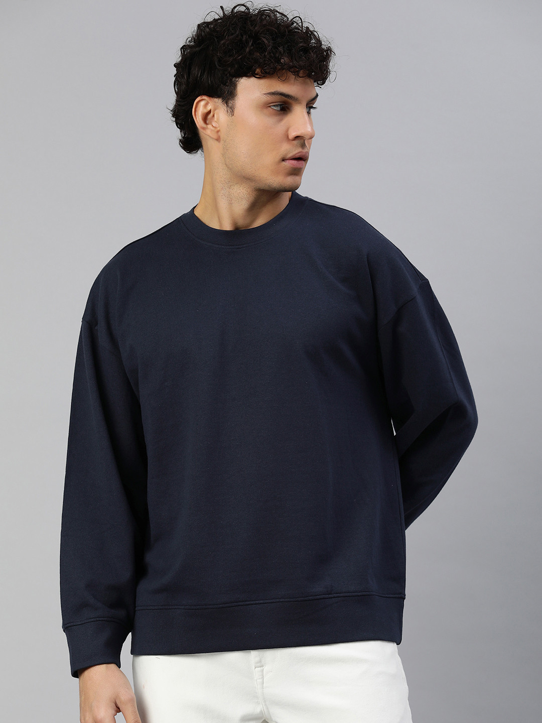 

Huetrap Men Solid Sweatshirt, Navy blue