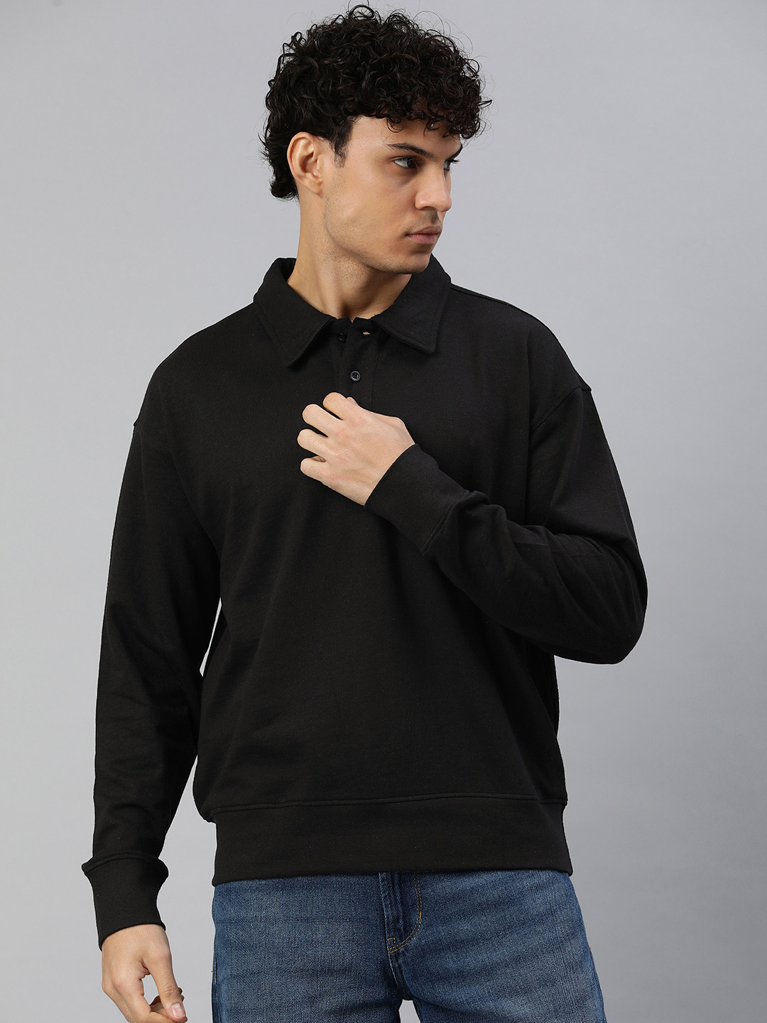 

Huetrap Men Solid Sweatshirt, Black