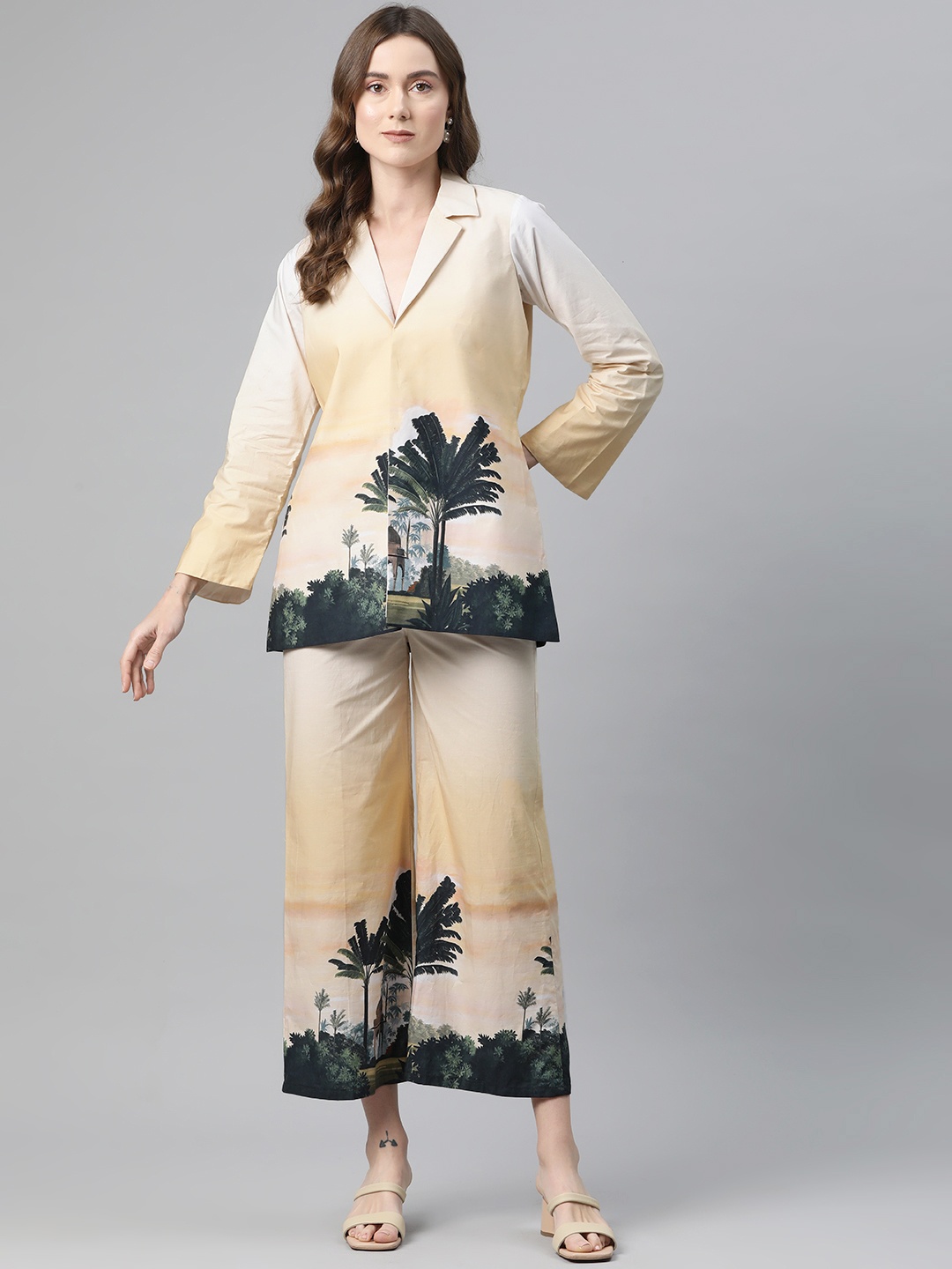 

BUTA BUTI Printed Pure Cotton Co-Ords, Beige