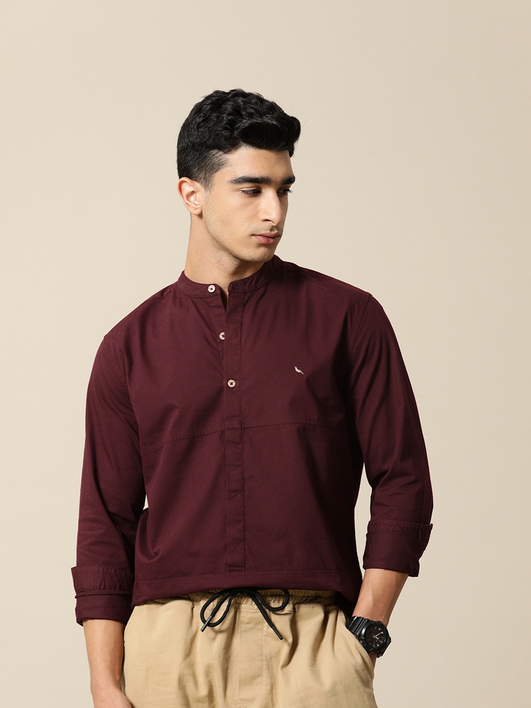 

Mr Bowerbird Men Premium Solid Casual Shirt, Burgundy