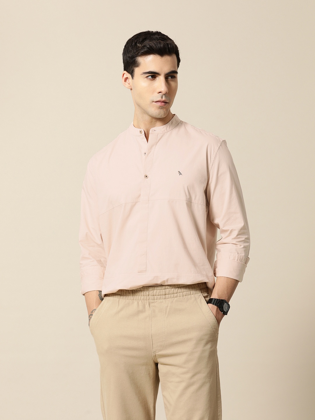 

Mr Bowerbird Men Premium Solid Casual Shirt, Beige