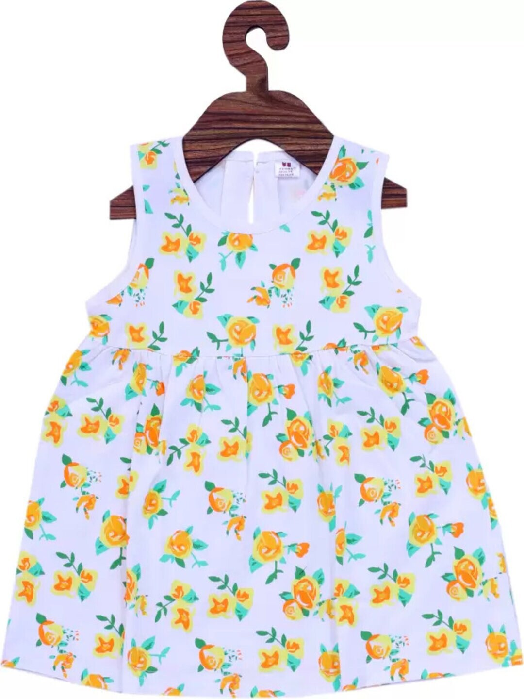 

BAESD Girls Floral Printed Round Neck Short Dress, White