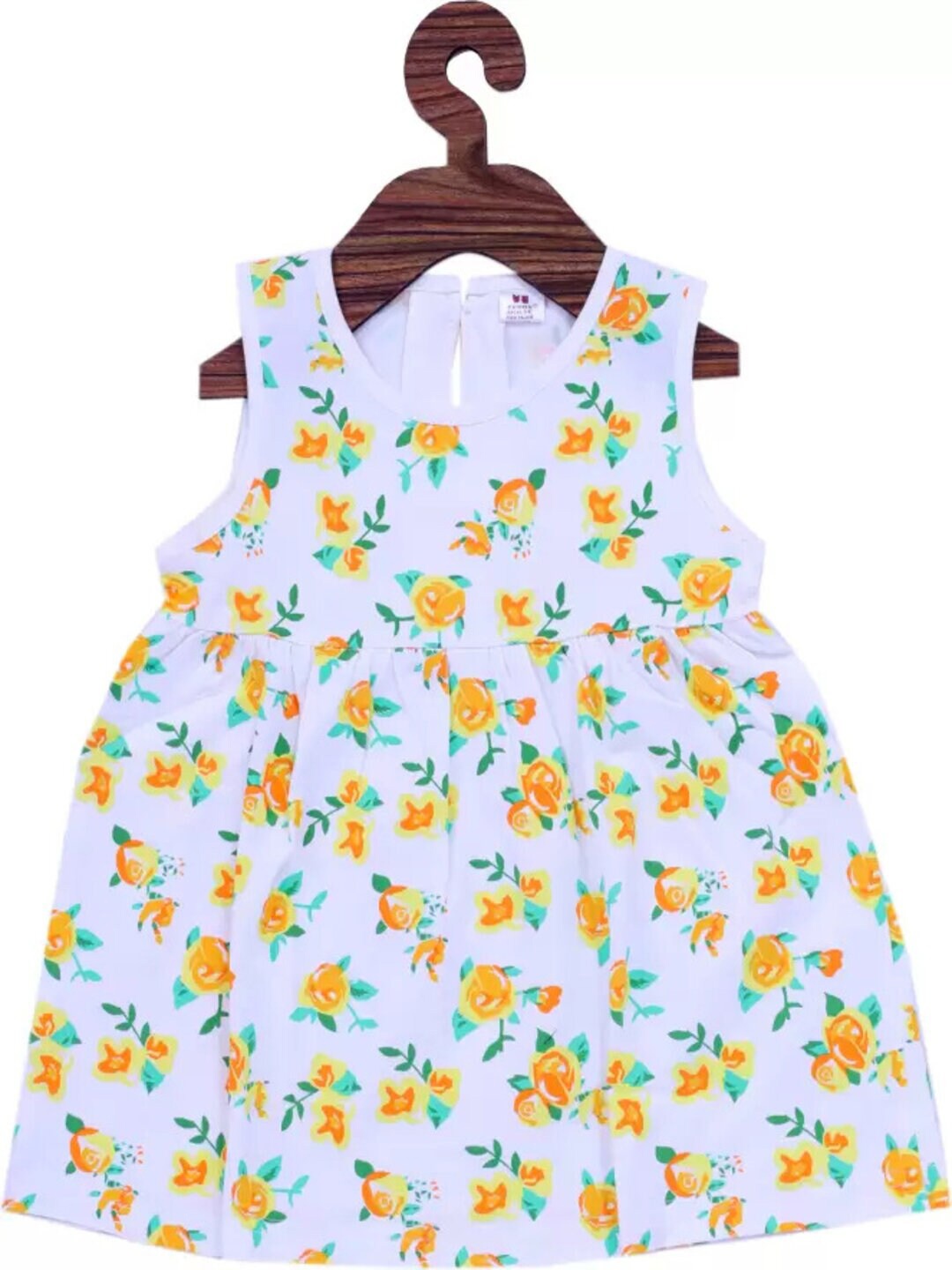 

BAESD Girls Floral Print Round Neck Sleeveless Short Cotton Frock Dress, White