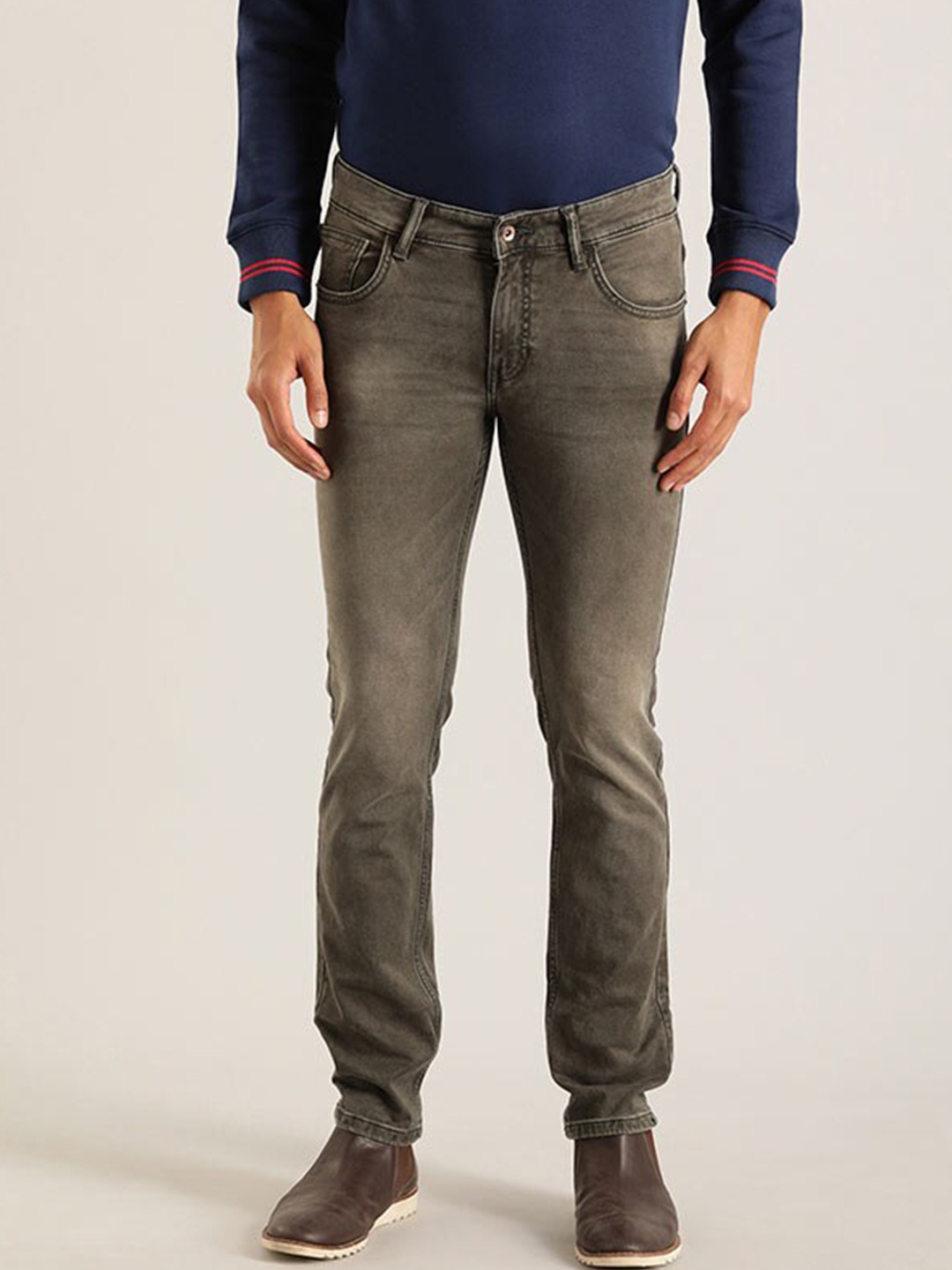 

Indian Terrain Men Tapered Fit Clean Look Whiskers Stretchable Jeans, Grey