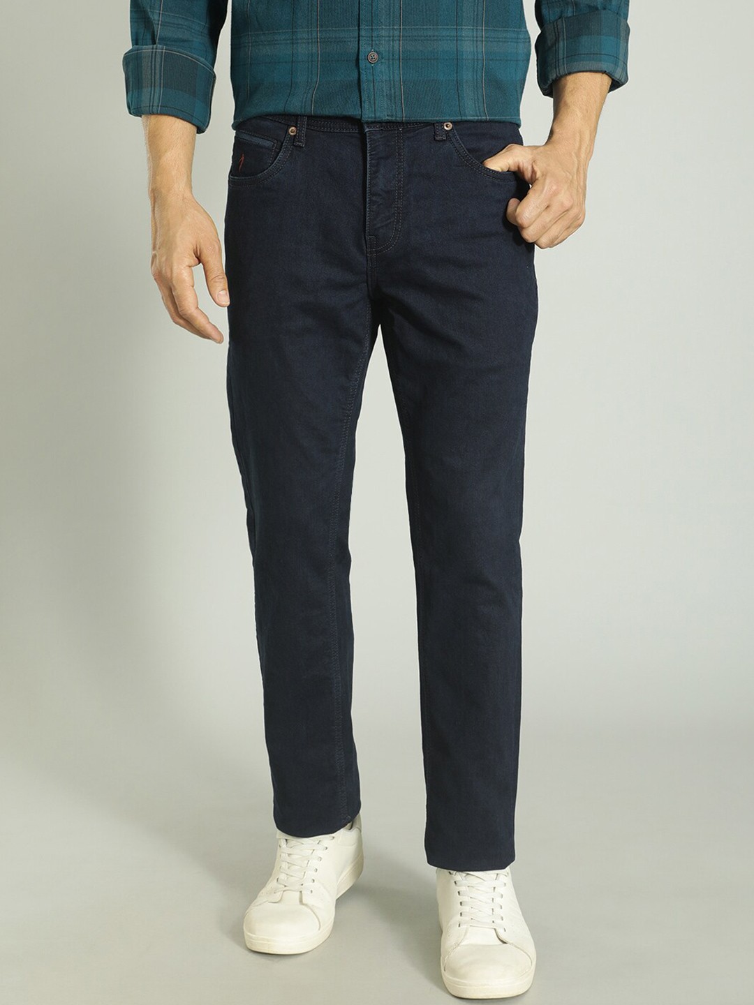 

Indian Terrain Men Brooklyn Slim Fit Clean Look Stretchable Jeans, Navy blue