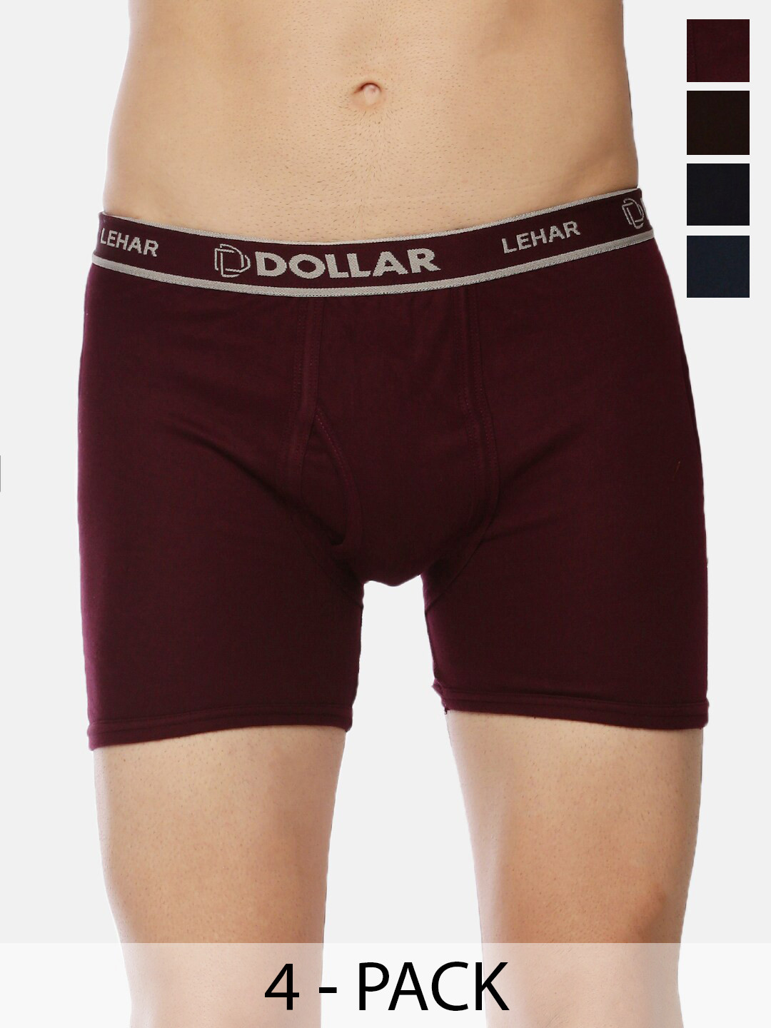 

Dollar Lehar Men Assorted Pack Of 4 Combed Cotton Trunks MLHTR-02-PO4