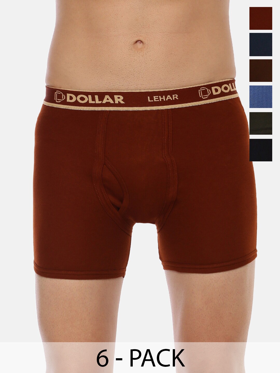 

Dollar Lehar Men Assorted Pack Of 6 Combed Cotton Trunks MLHTR-02-PO6