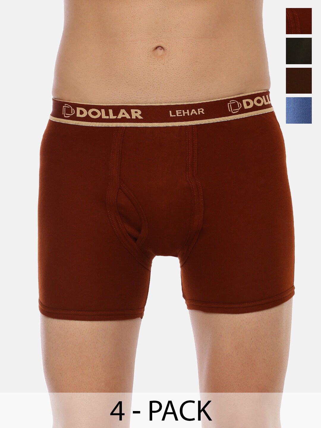 

Dollar Lehar Men Assorted Pack Of 4 Combed Cotton Trunks MLHTR-02-PO4