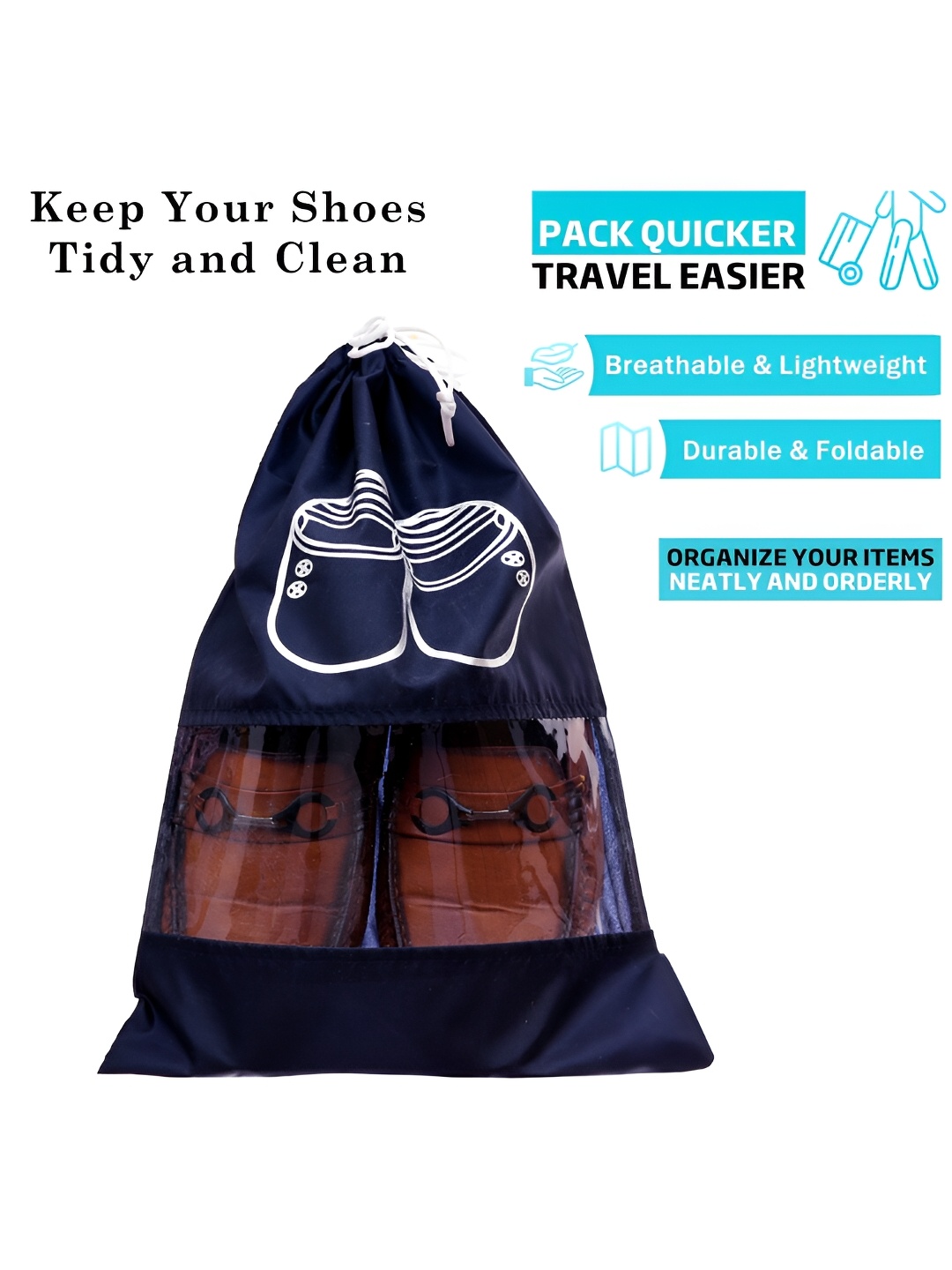 

Kuber Industries Navy Blue Set Of 18 Printed Shoe Cover