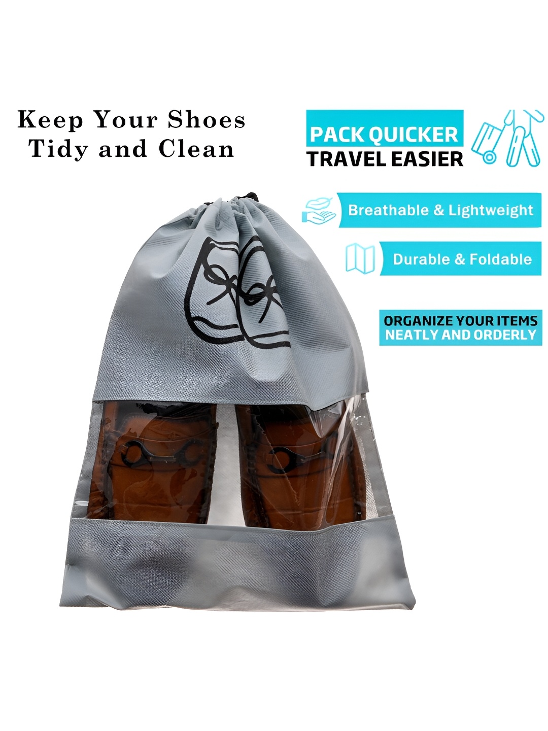 

Kuber Industries Set Of 12 Printed Water Proof Shoe Cover, Grey