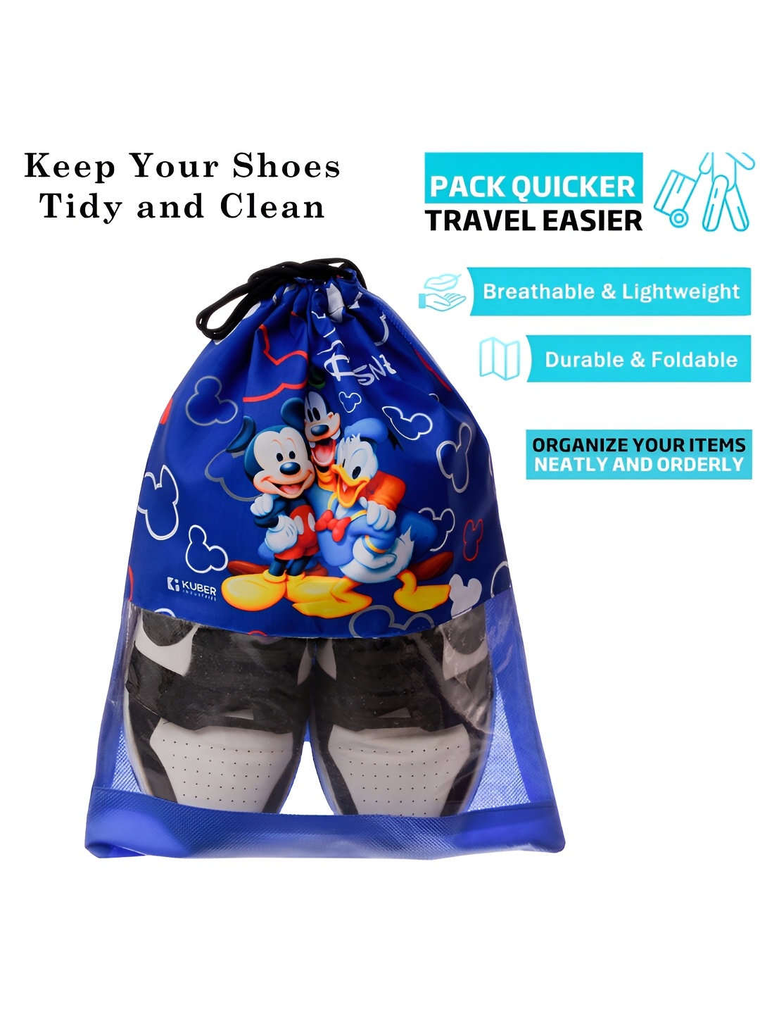 

Kuber Industries Pack of 12 Minnie & Friends Printed Shoe Bag, Blue