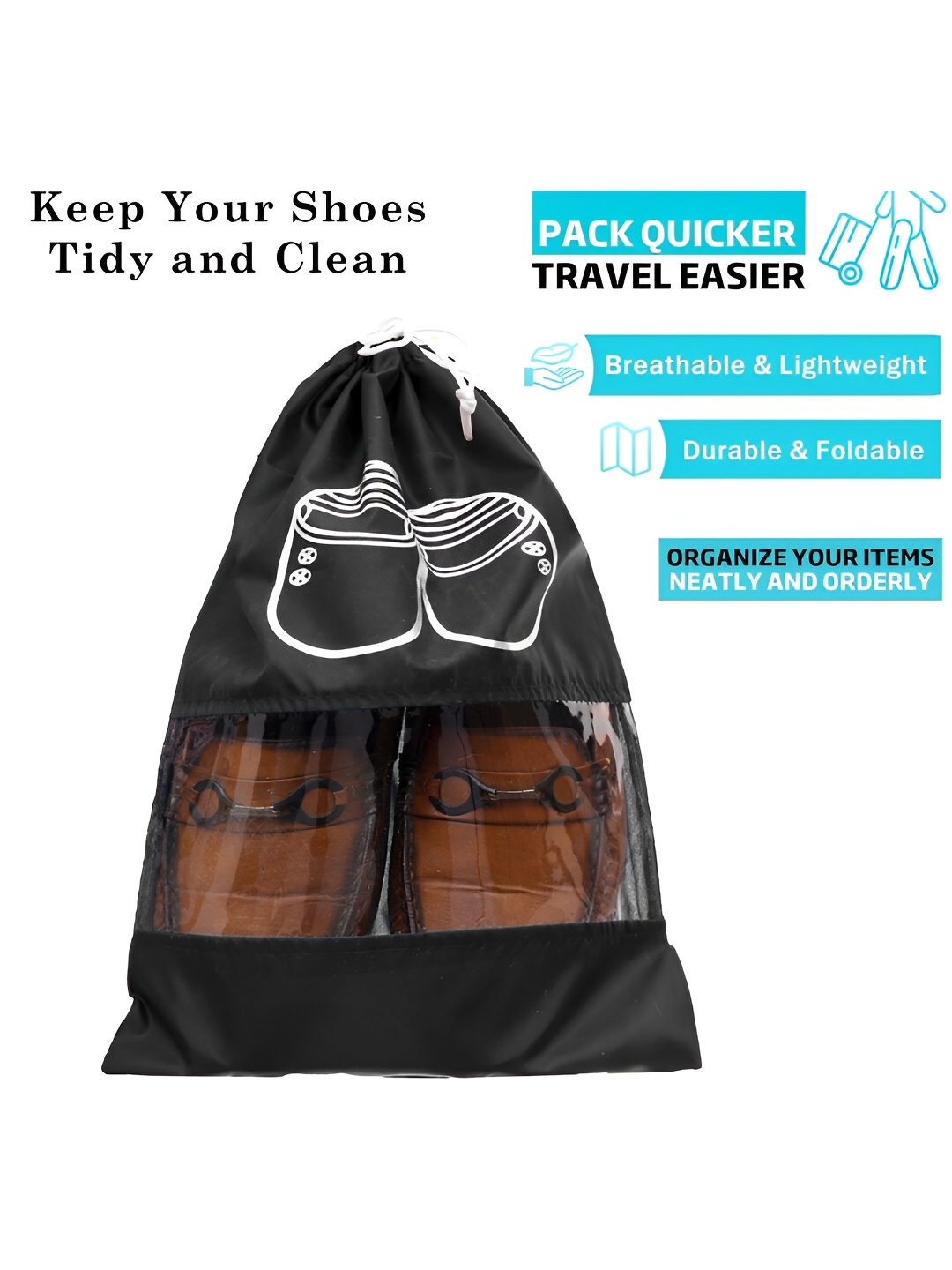 

Kuber Industries Set of 18 Waterproof Shoe Organizer, Black