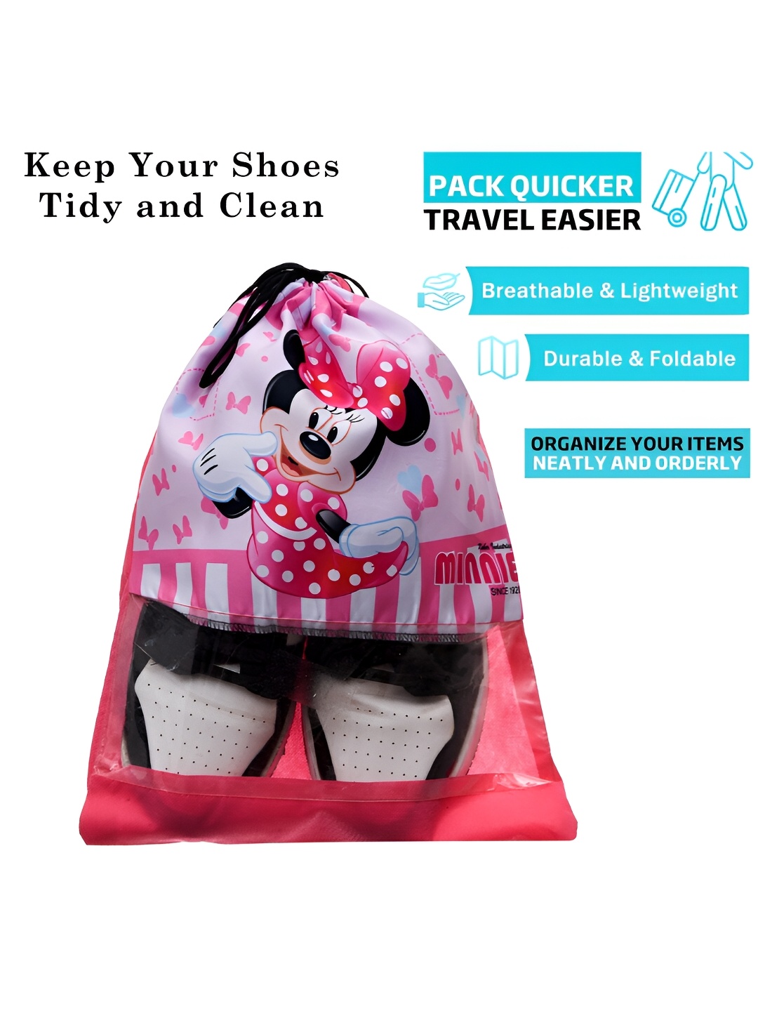 

Kuber Industries Pack of 18 Minnie Mouse Printed Shoe Bag, Pink