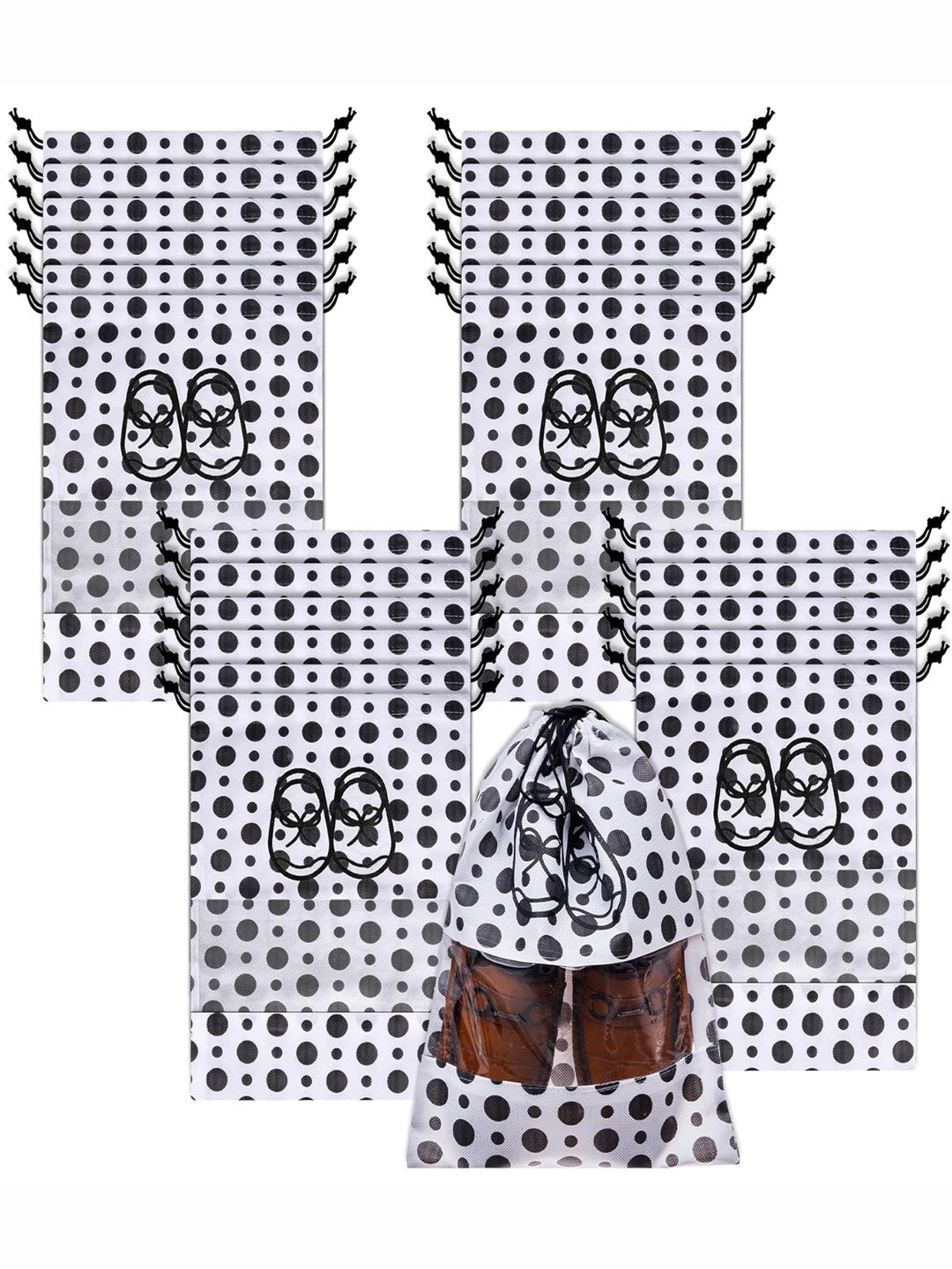 

Kuber Industries Pack of 24 Shoe Cover & Organizers, White