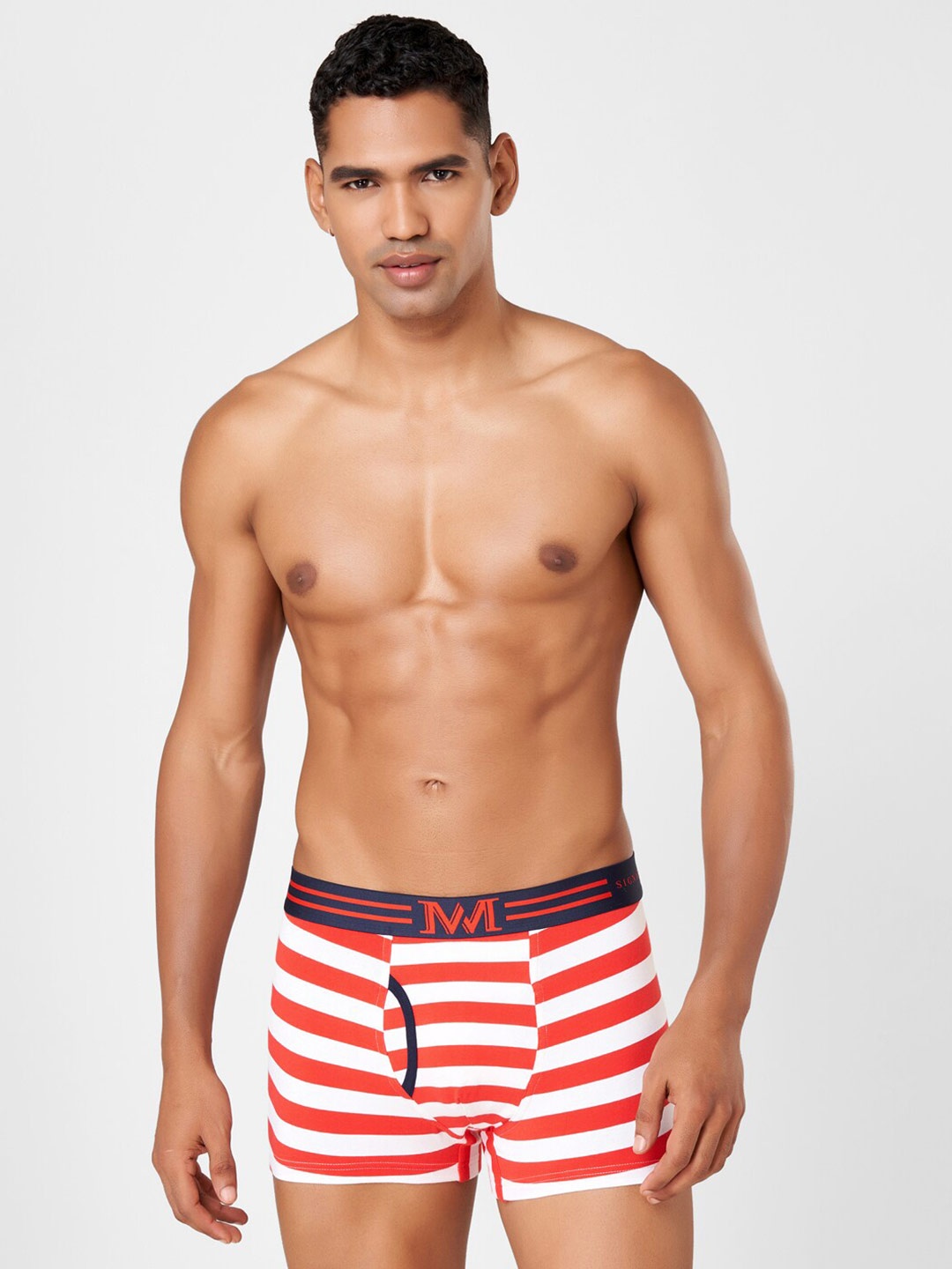 

Macroman M-Series Men Striped Breathable Trunk 8905284249942, Red