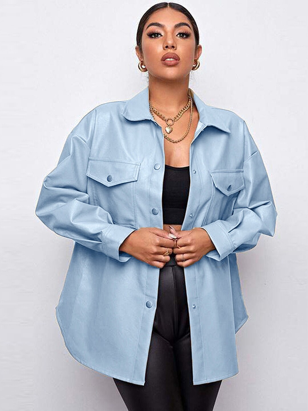 

IZF Spread Collar Oversized Tailored Jacket, Blue