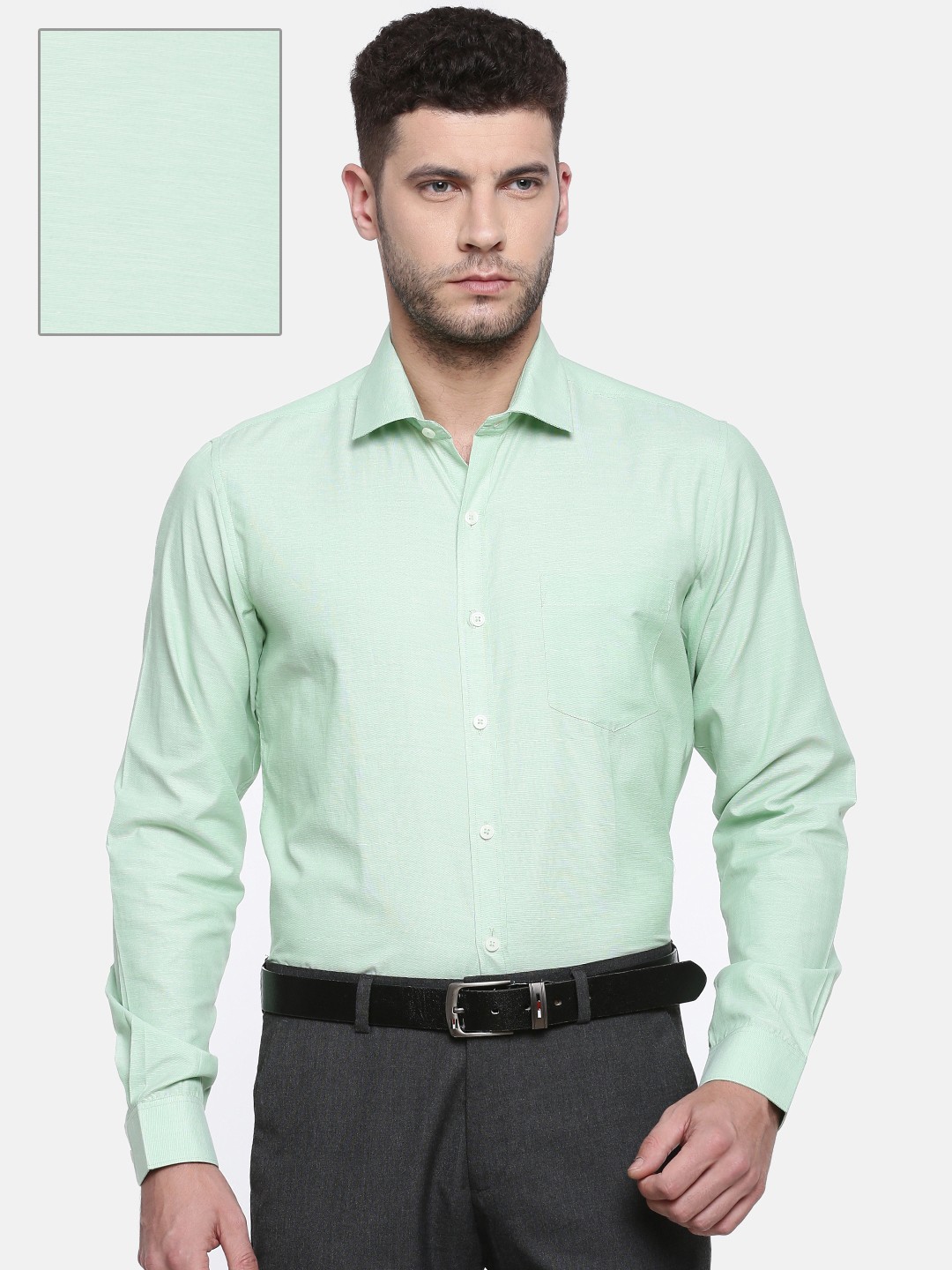 

Excalibur Men Green Classic Regular Fit Solid Formal Shirt