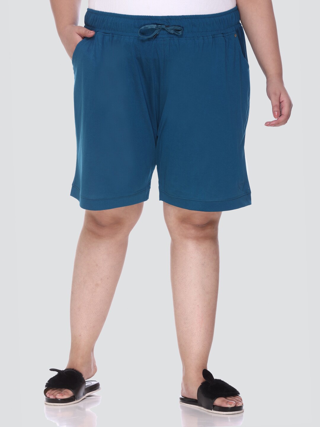 

CUPID Women Mid-Rise Cotton Lounge Shorts, Teal