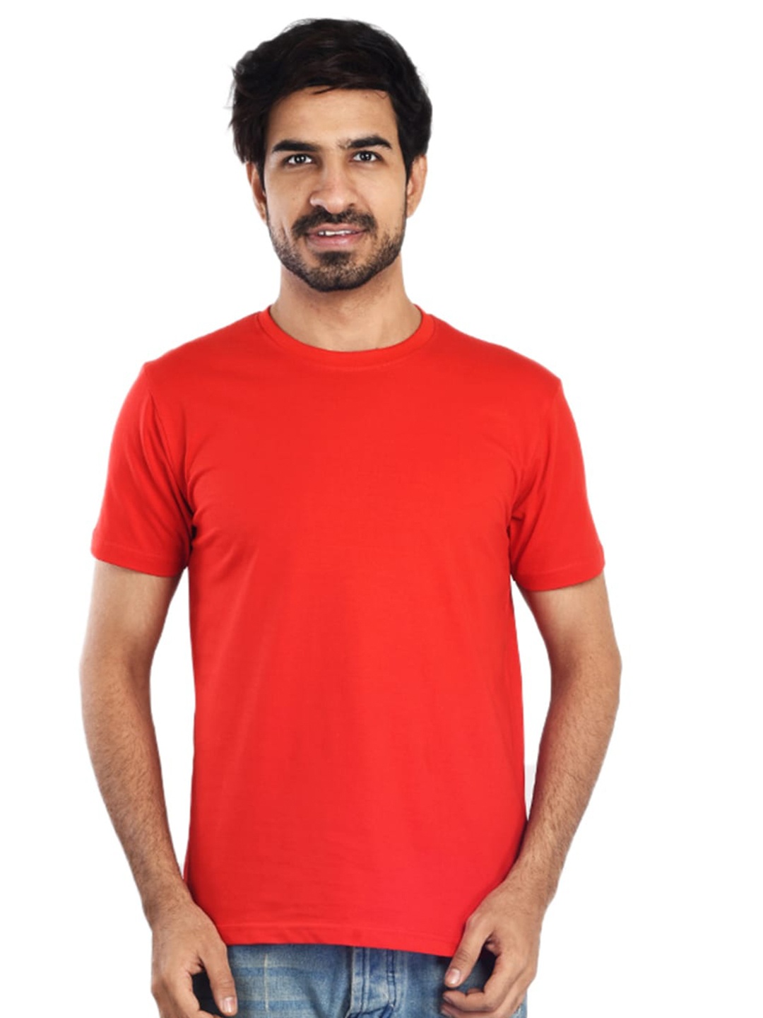 

Clothe Funn Cotton Knitted Round Neck T-shirt, Red