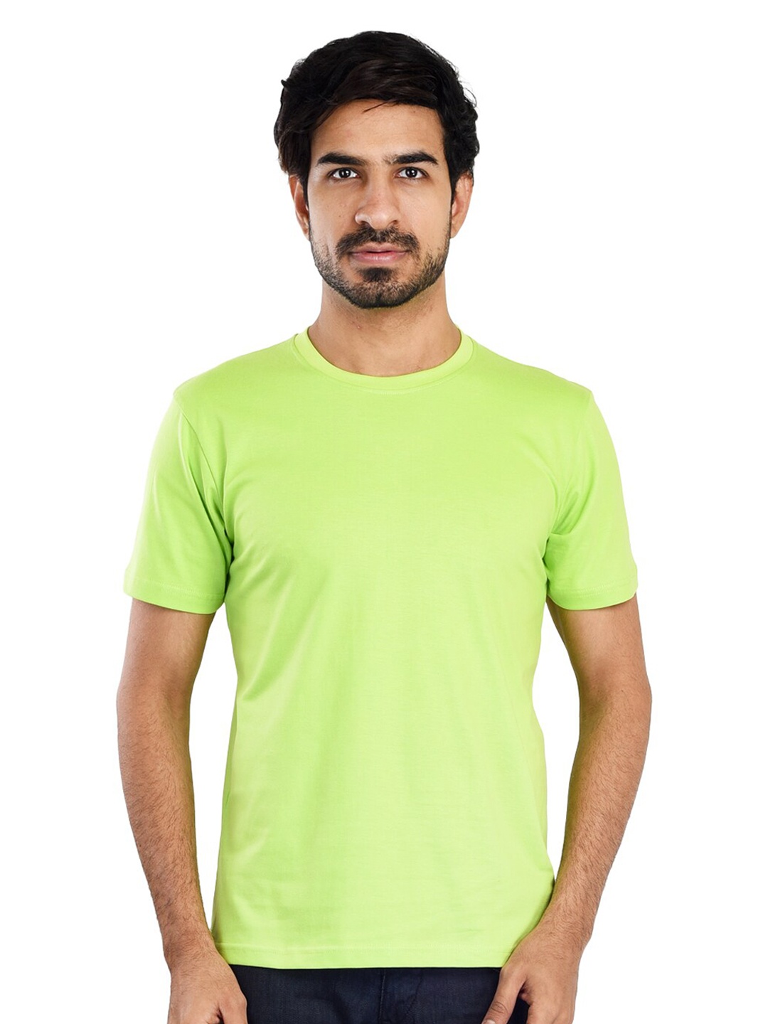 

Clothe Funn Cotton Knitted Round Neck T-shirt, Lime green