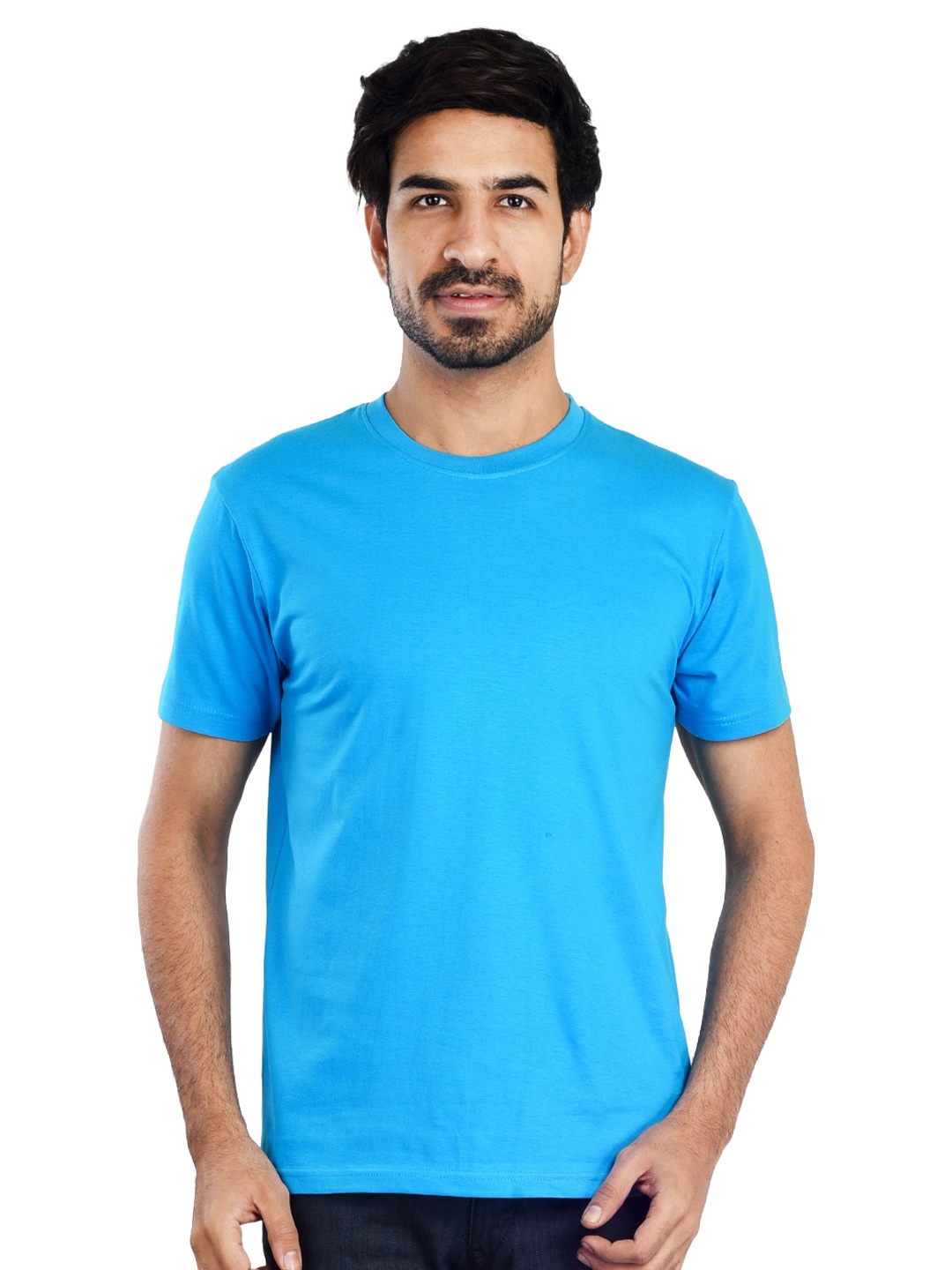 

Clothe Funn Round Neck Cotton Casual T-shirt, Turquoise blue