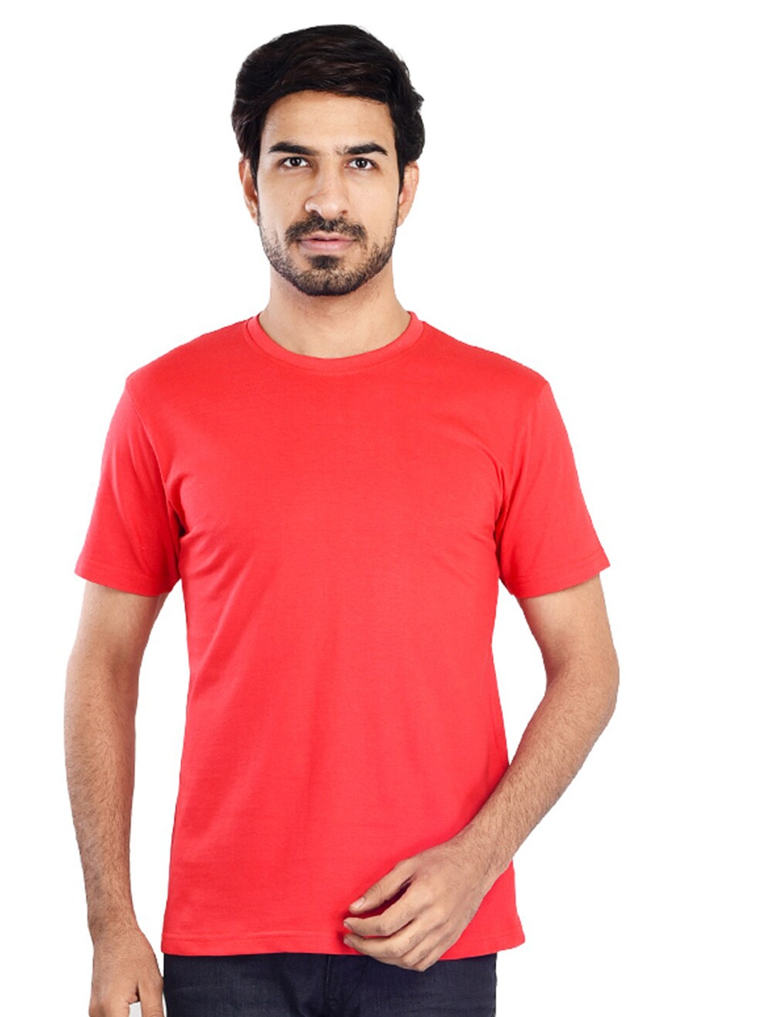 

Clothe Funn Round Neck Cotton Casual T-shirt, Rose