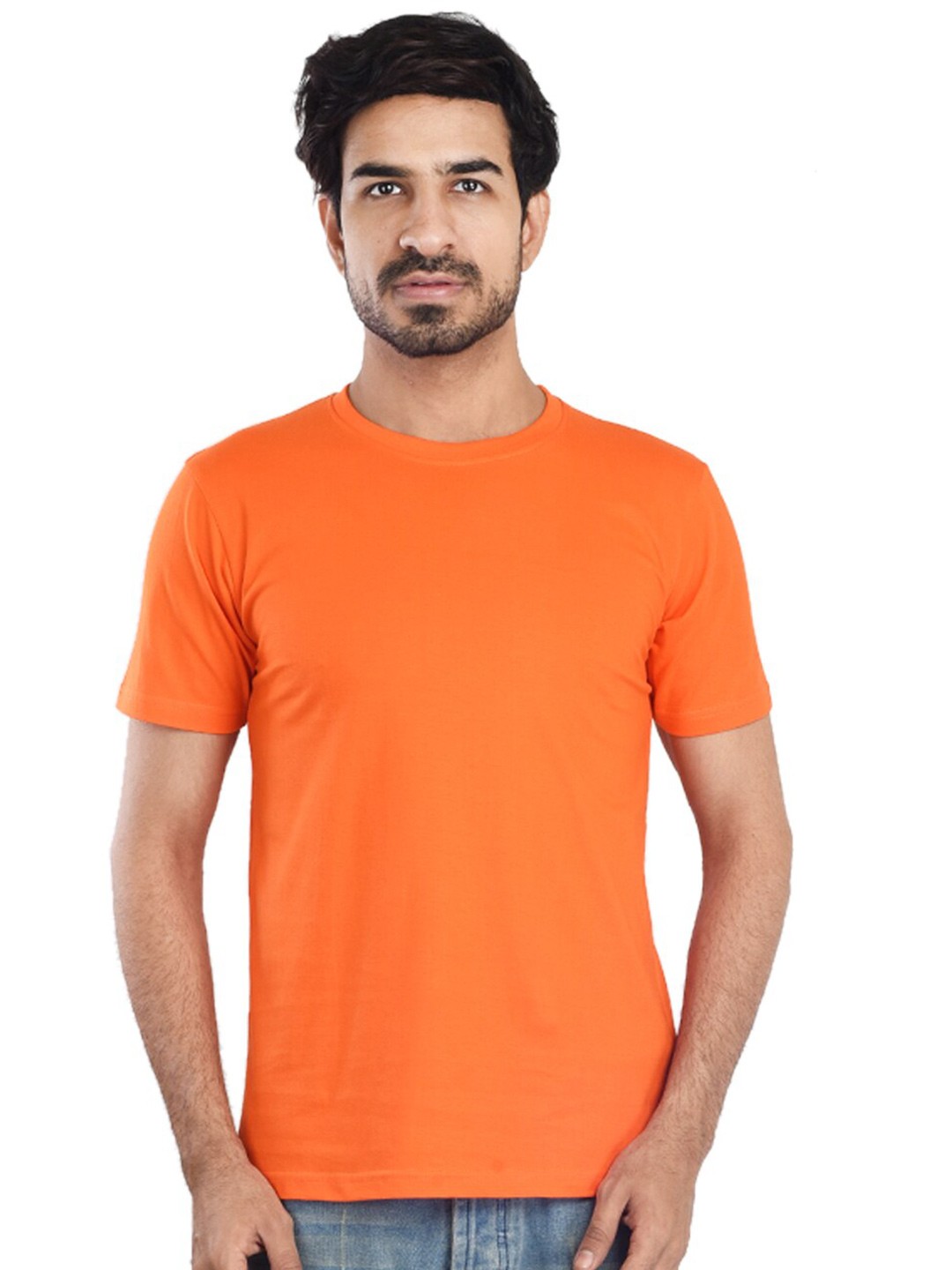 

Clothe Funn Round Neck Cotton Casual T-shirt, Orange
