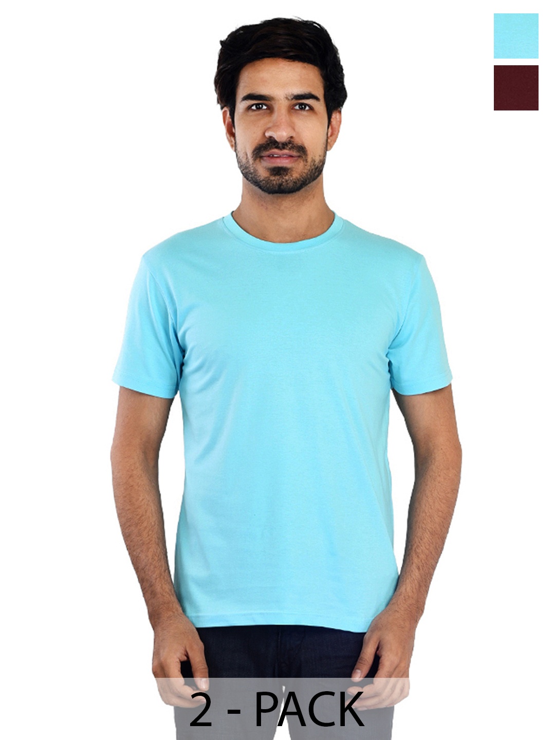 

Clothe Funn Pack Of 2 Round Neck Cotton T-shirts, Blue