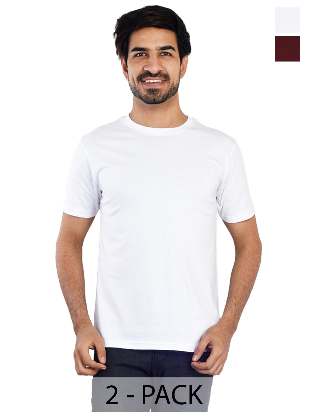 

Clothe Funn Pack Of 2 Round Neck Cotton T-shirt, White