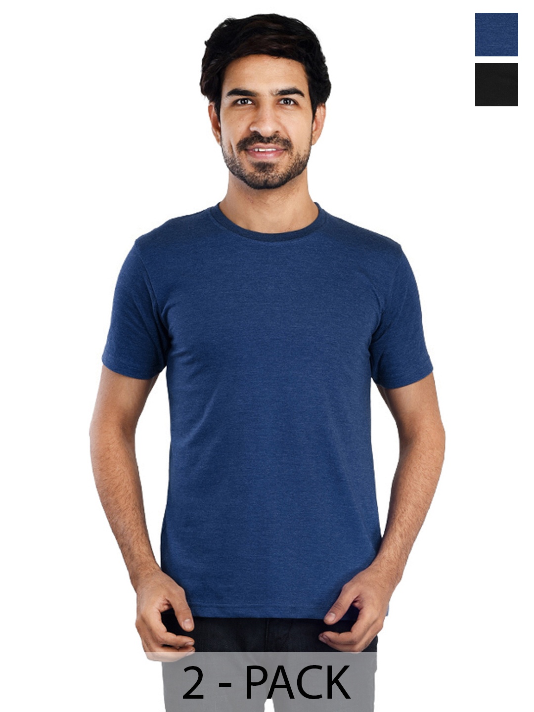 

Clothe Funn Pack Of 2 Round Neck Cotton T-shirt, Blue