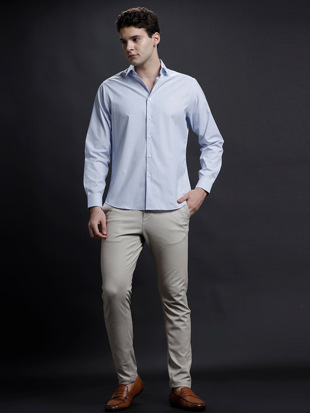 

Aldeno Comfort Fit Spread Collar Long Sleeves Cotton Formal Shirt, Blue