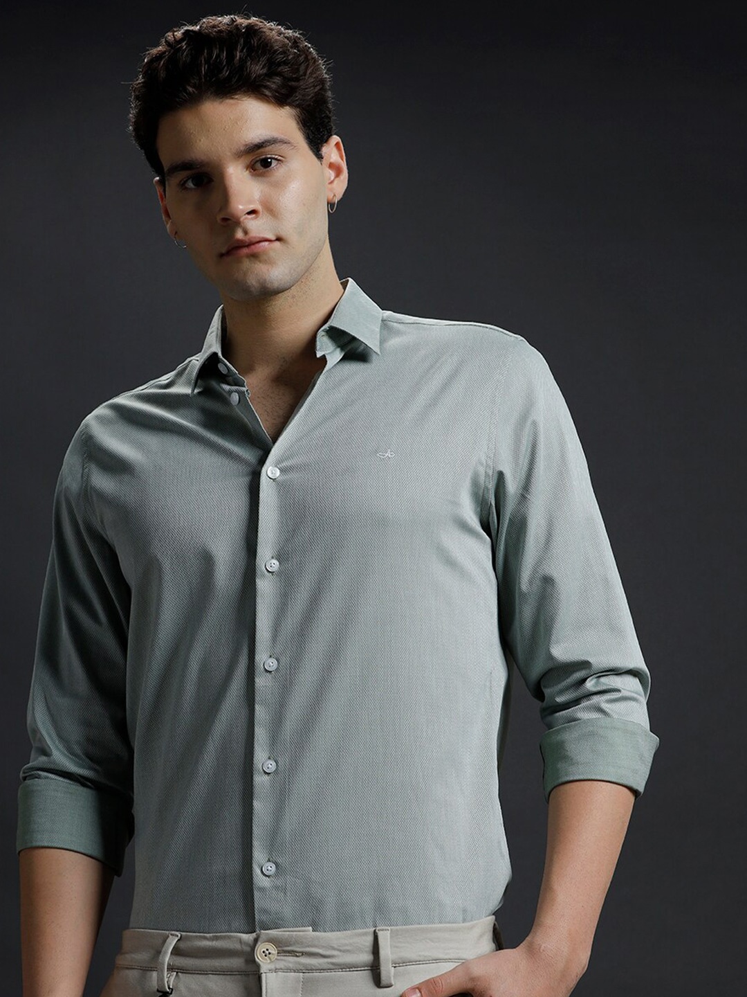 

Aldeno Comfort Fit Spread Collar Long Sleeves Cotton Formal Shirt, Green