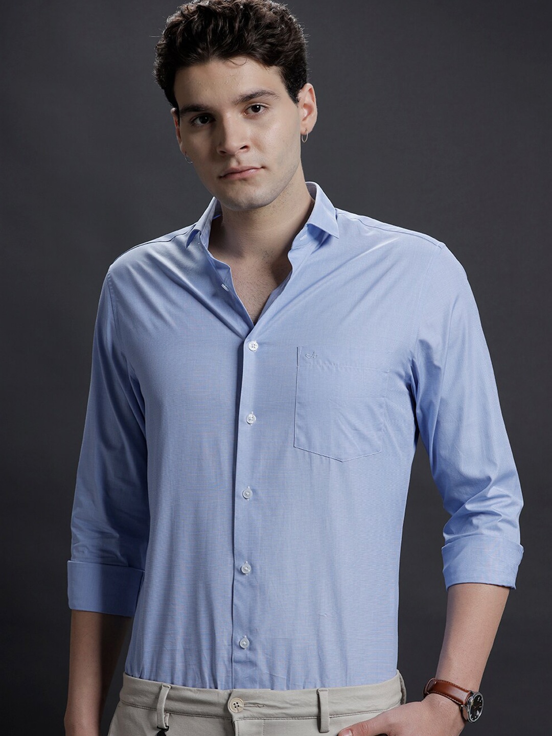 

Aldeno Cotton Slim Fit Striped Formal Shirt, Blue