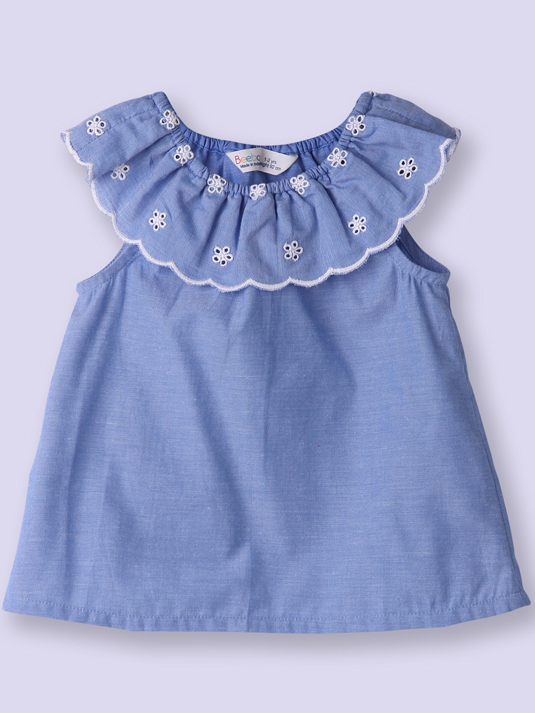

Beebay Embroidered Round Neck Sleeveless Casual Top, Blue