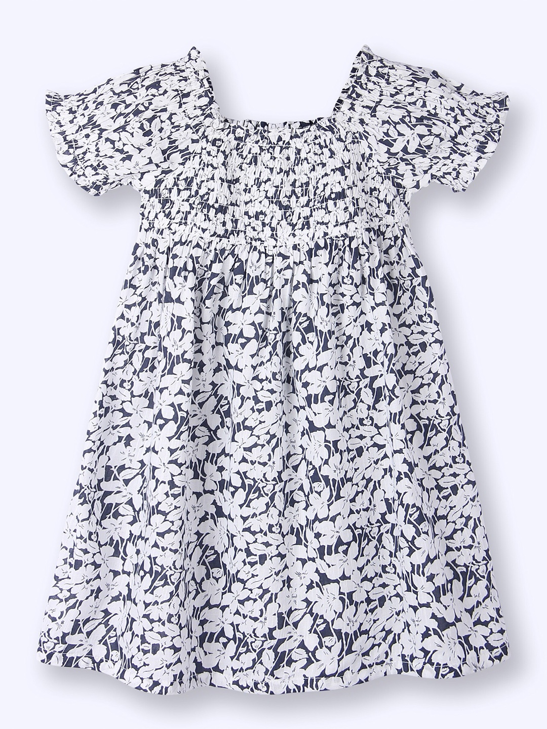 

Beebay Girls Floral Print Flared Sleeve Cotton Fit & Flare Dress, White