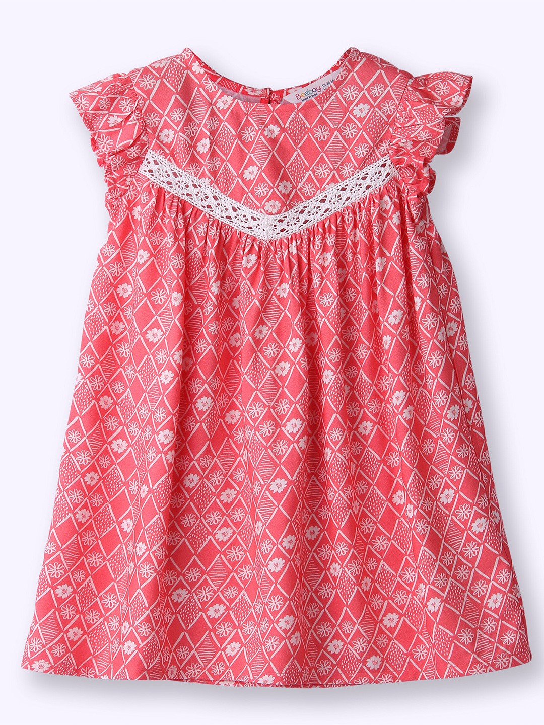

Beebay Flared Sleeve Dress, Coral