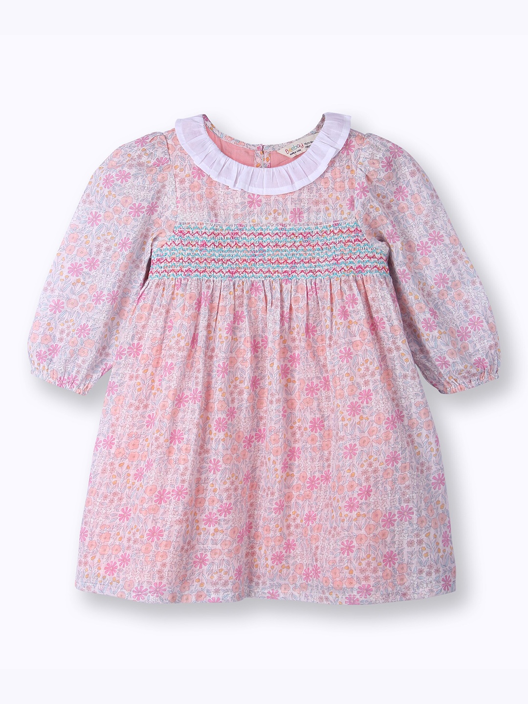 

Beebay Cotton Floral Print A-Line Dress, Pink