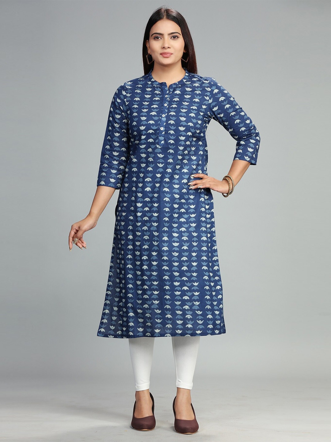 

COTTON CULTURE Printed Cotton Straight Kurta, Blue