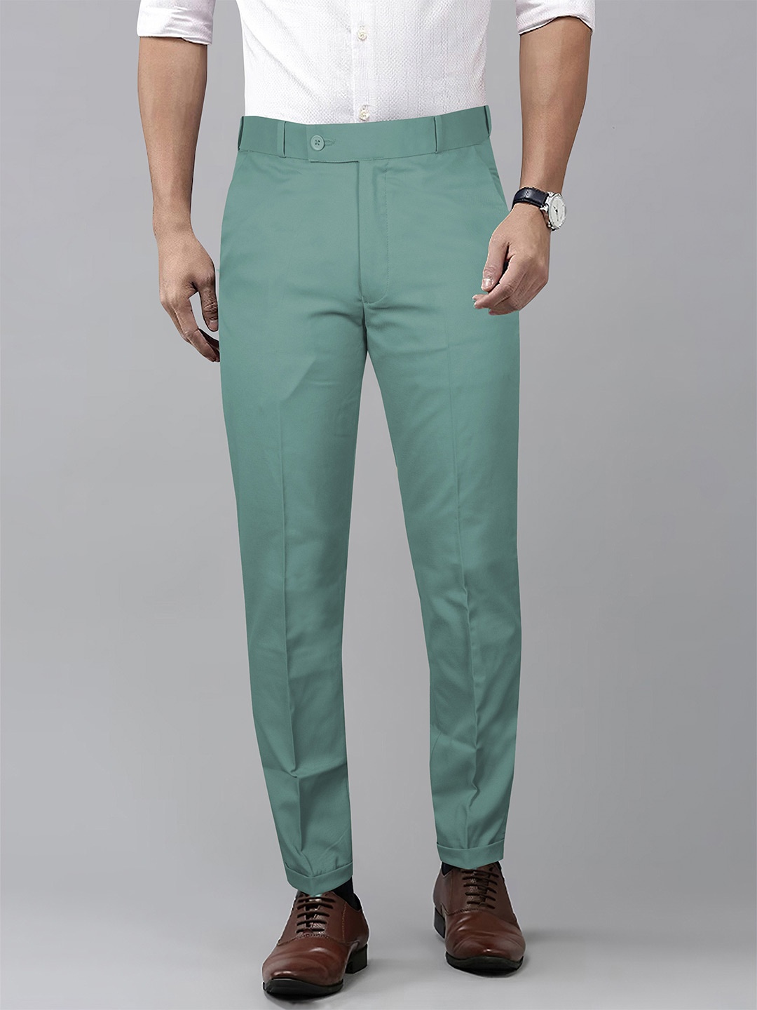 

Jb Just BLACK Men Urban Slim Mid-Rise Cotton Formal Chinos, Green