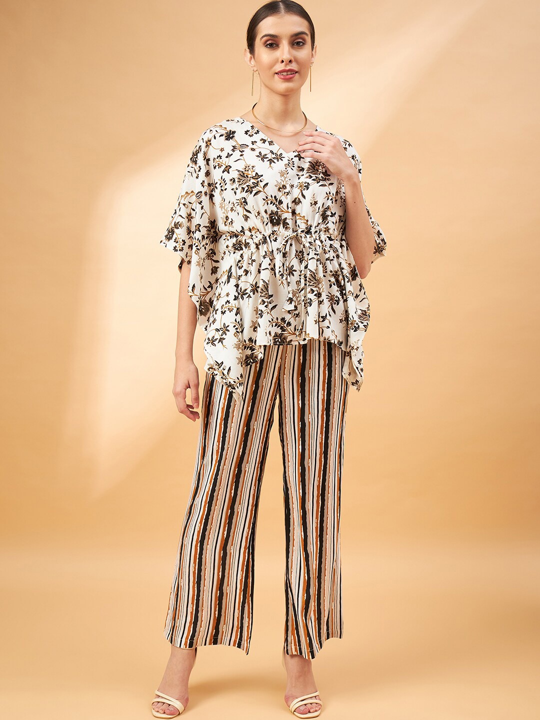 

DressBerry Black Floral Printed Top With Trousers Co-Ords, White