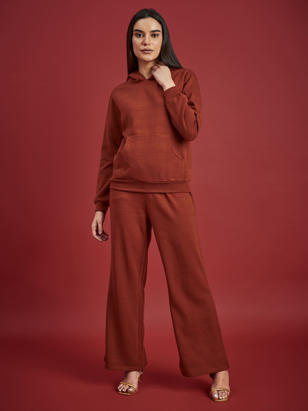 

DressBerry Rust Hooded Sweatshirt With Trousers