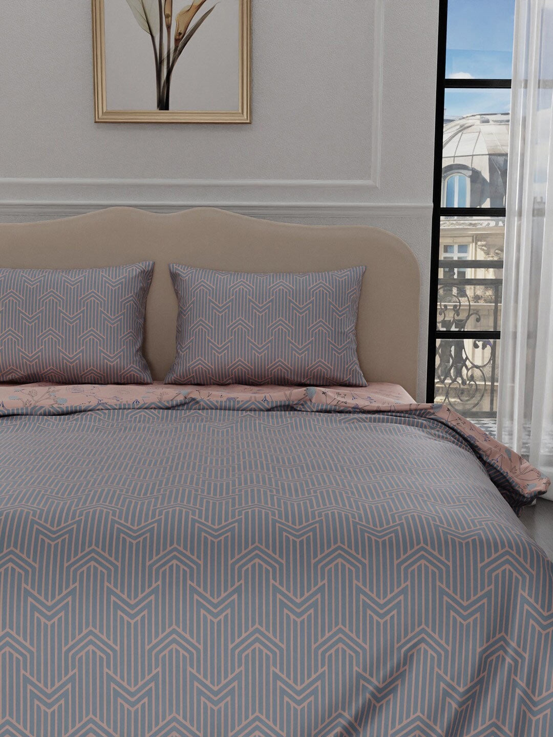 

Stoa Paris Elegance Peach Floral AC Room 150 GSM Double Bed Comforter