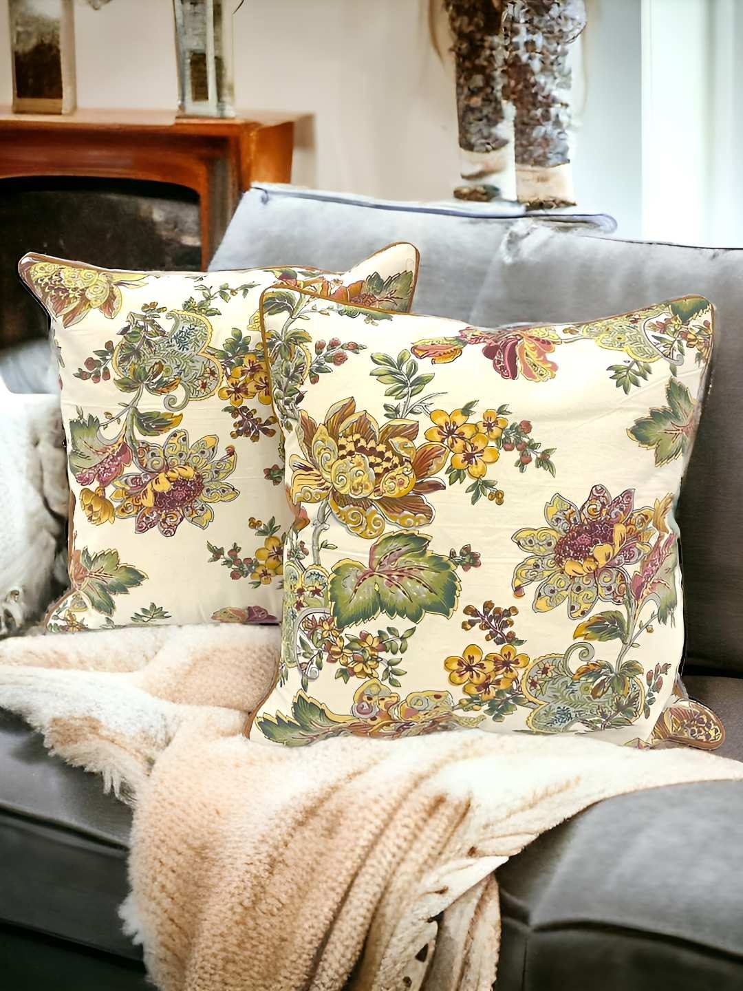 

CASA-NEST Off White Floral printed Cushion Cover