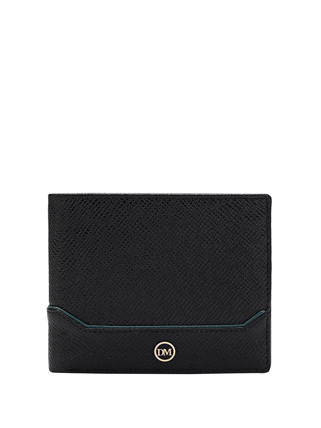 

Da Milano Men Animal Textured Leather Two Fold Wallet, Black