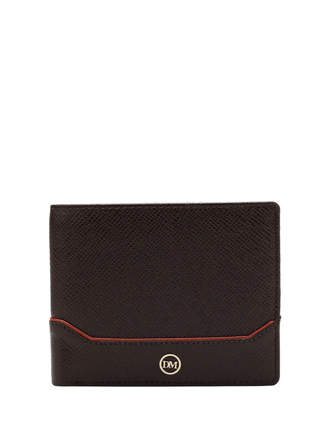 

Da Milano Men Textured Leather Two Fold Wallet, Brown
