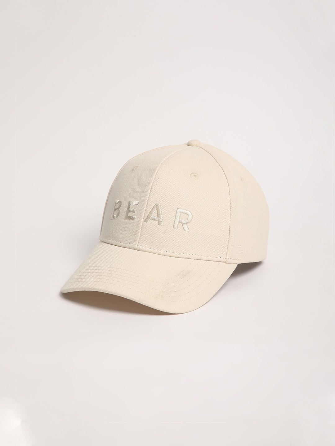 

THE BEAR HOUSE Men Embroidered Pure Cotton Baseball Cap, Cream